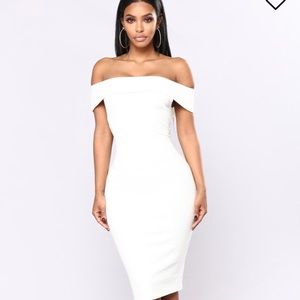 Fashion nova Chantal Off Shoulder Dress - White